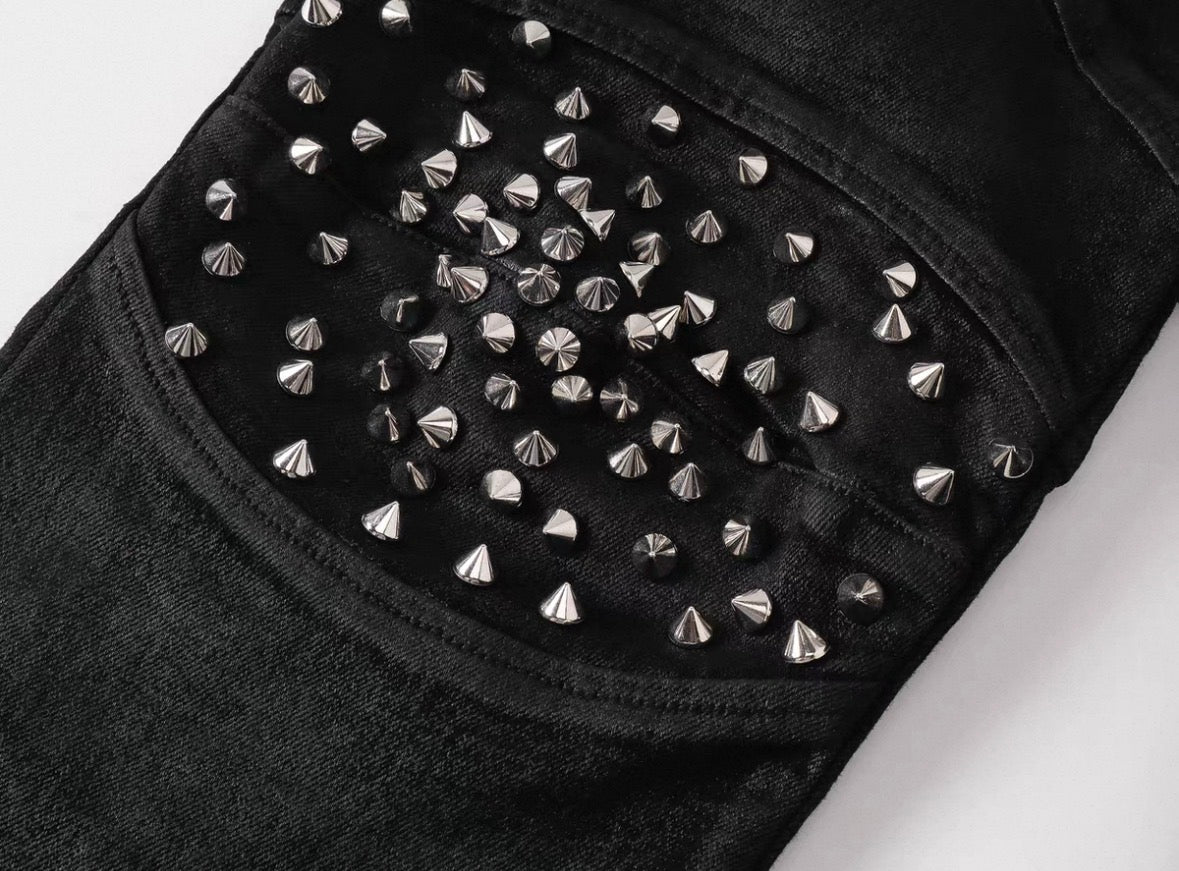 REBELWAVE Studs denim flare pants