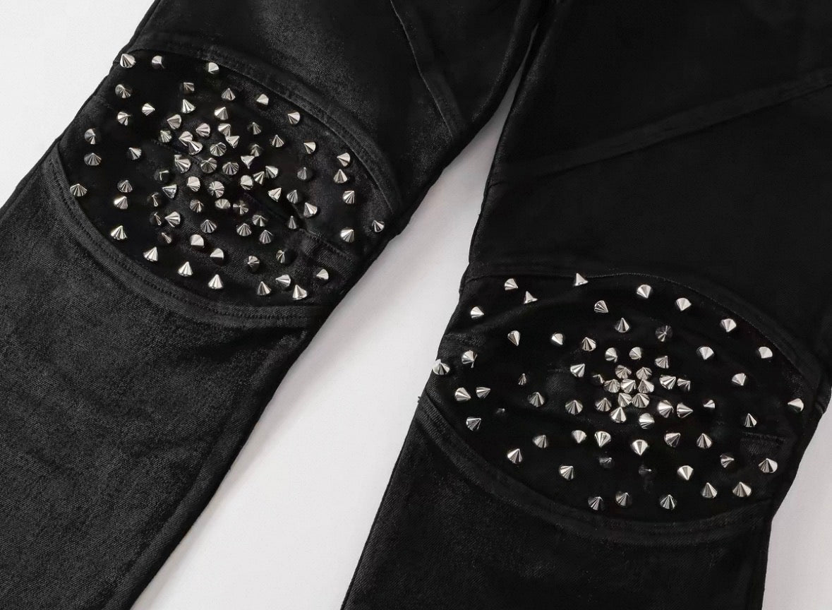 REBELWAVE Studs denim flare pants