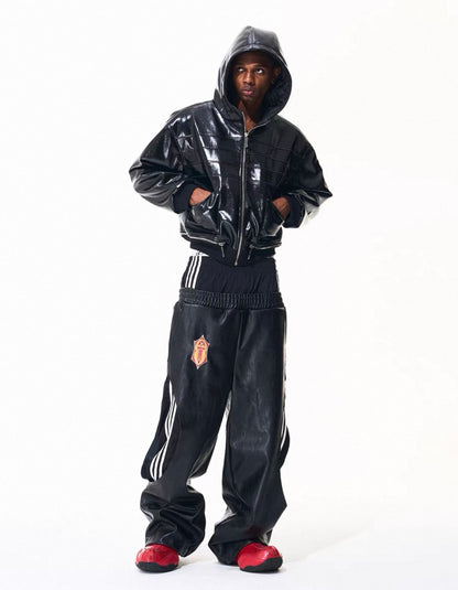 FOURTH3EX PU Leather Short Jacket