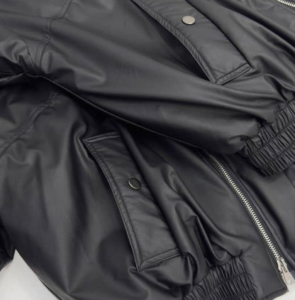 ASTT STUDIO PU Leather Bomber Jacket