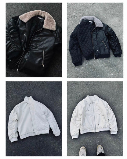 PAIKI PU Leather Bomber Jacket