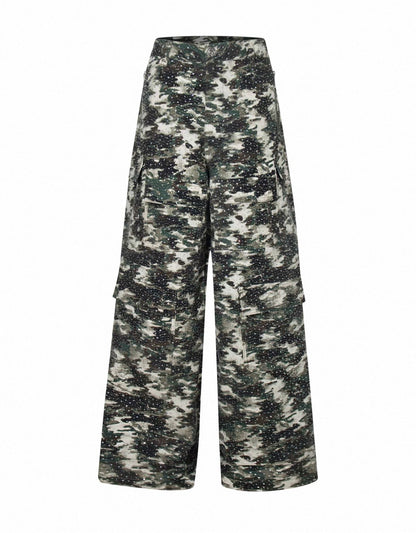18K Rhinestone Camouflage Cargo Pants
