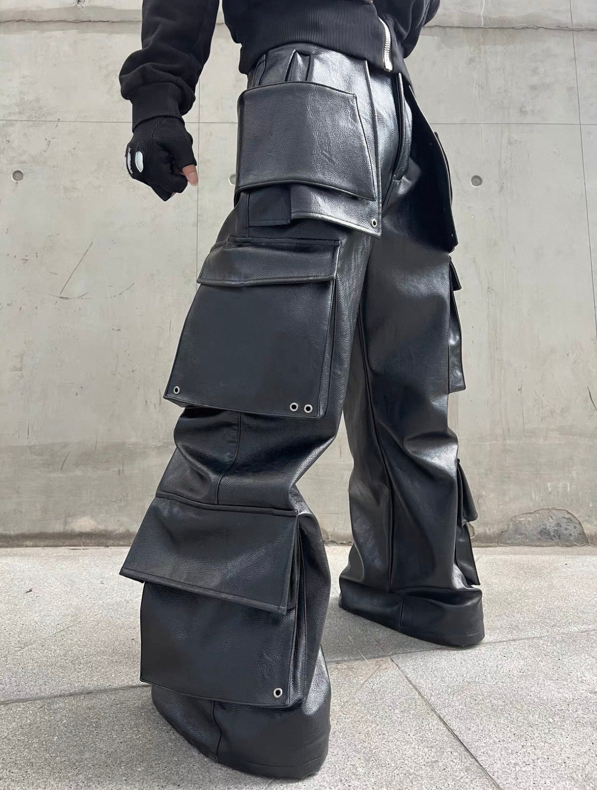 REBELWAVE  3D PU Leather Pants