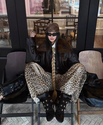 Vintage Leopard Platform Sneakers