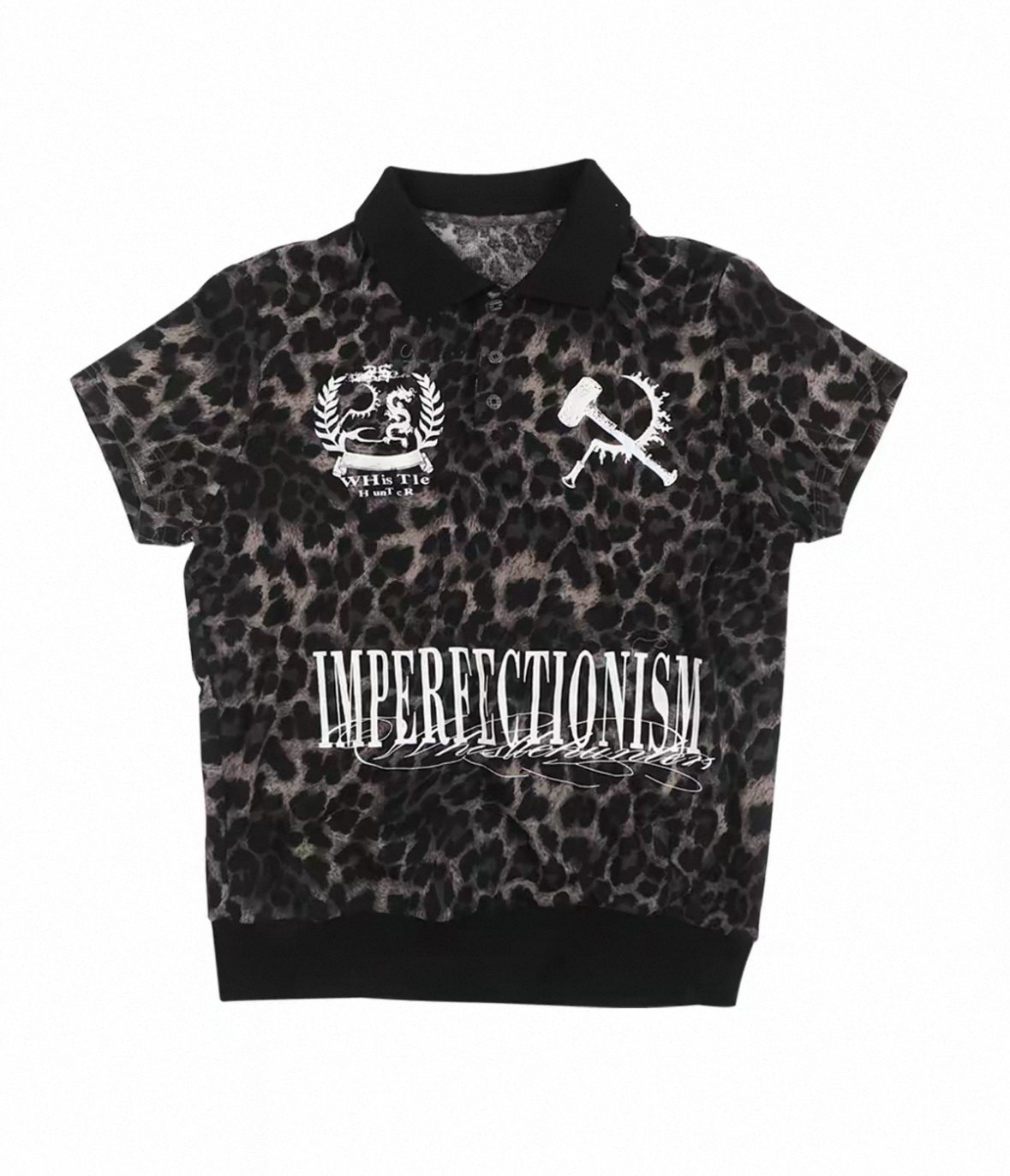 Leopard Print Graphic Short Sleeve Polo Shirt