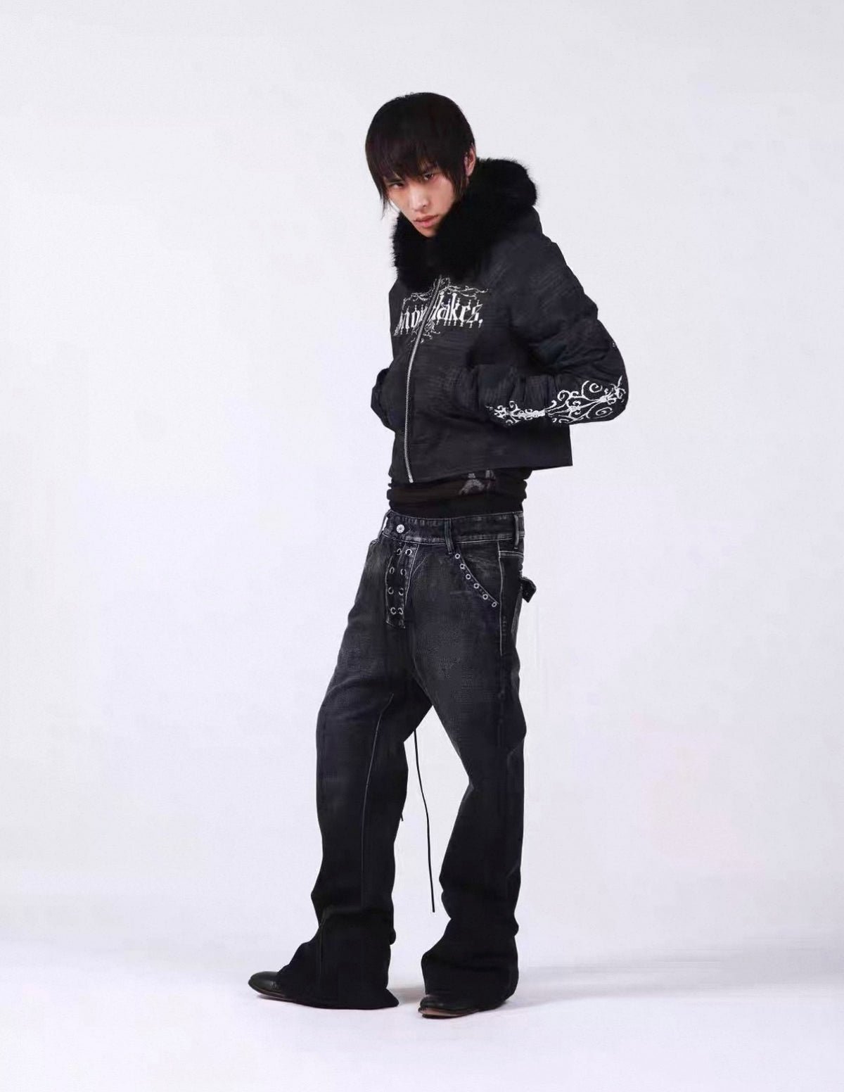 Washed Vintage Fur Collar Hooded Jacket