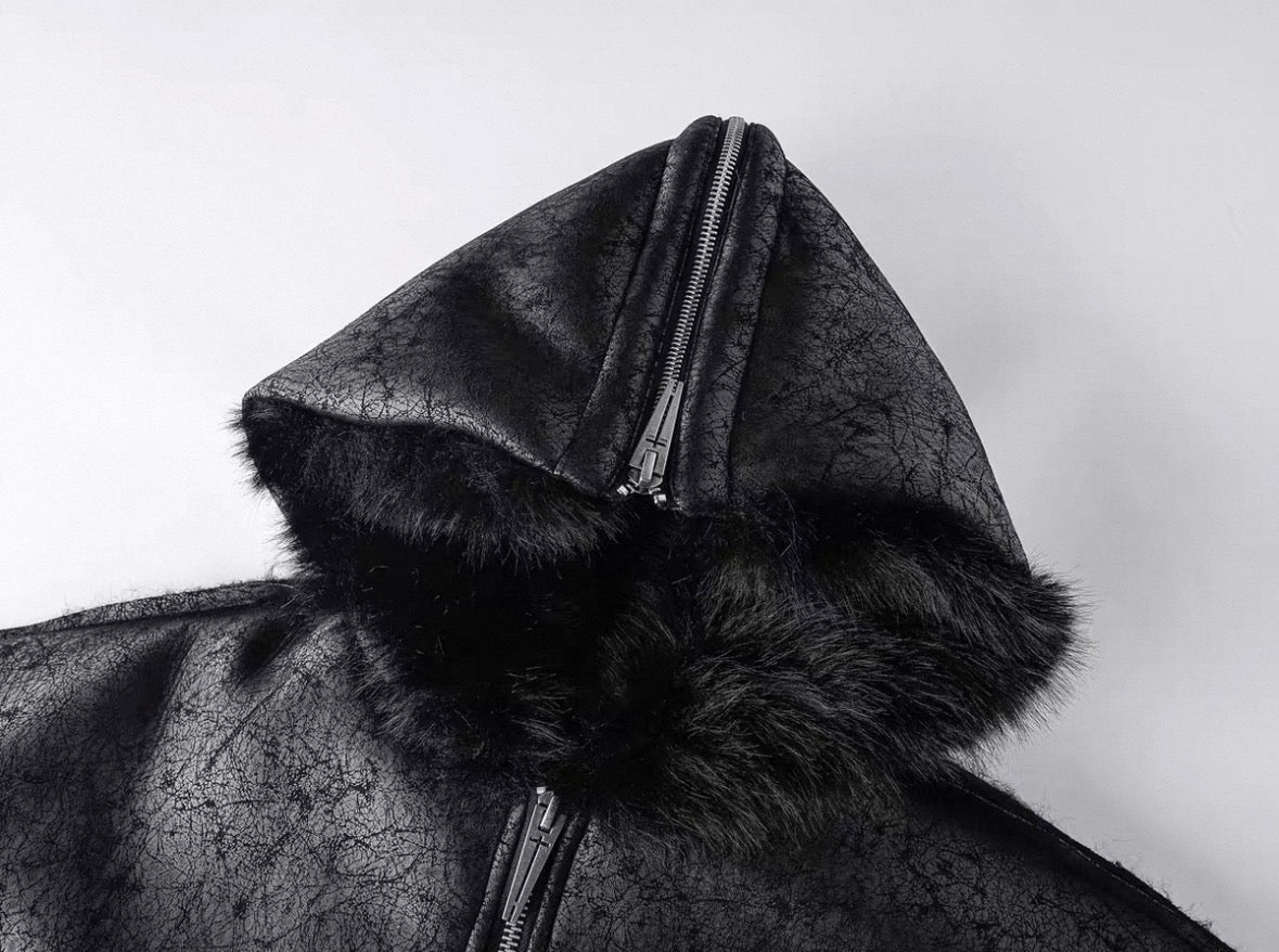 REBEL WAVE PU Leather Far Jacket