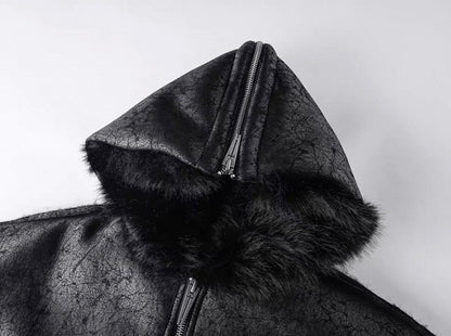 REBEL WAVE PU Leather Far Jacket