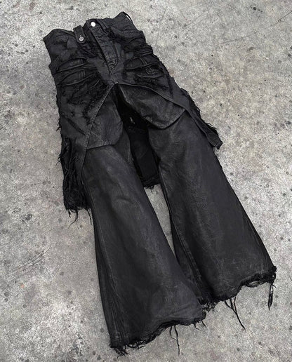 BLACK K Deathtroy Crush Denim Pants