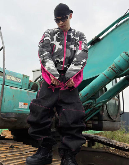 Loved Camouflage Pink Reversible Padded Bomber Jacket