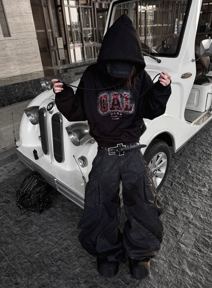 Rhinestone Sequin Graphic Heavyweight Hoodie