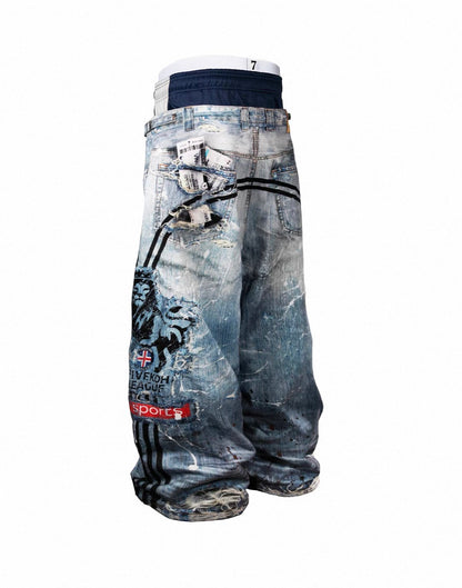 FIVEKOH Double Waist Denim Pants