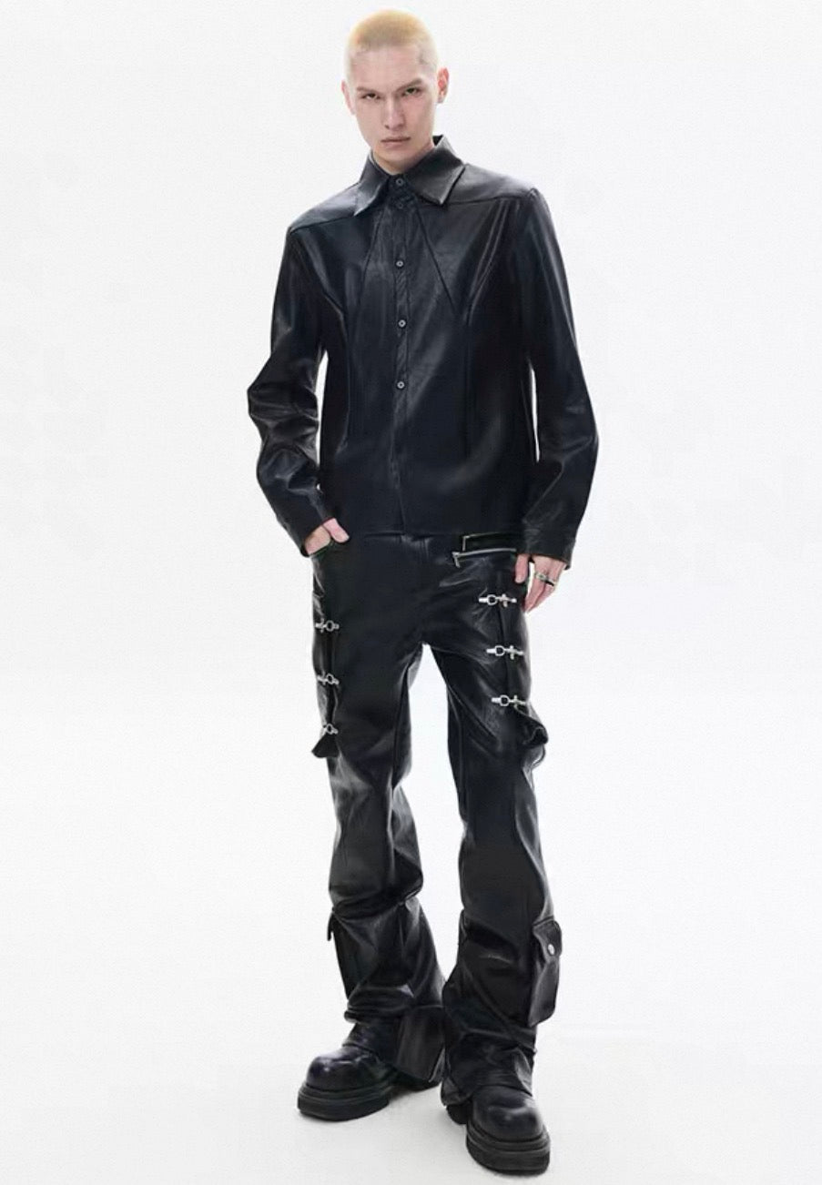 FRKM SCD PU Leather Gimmick Pants