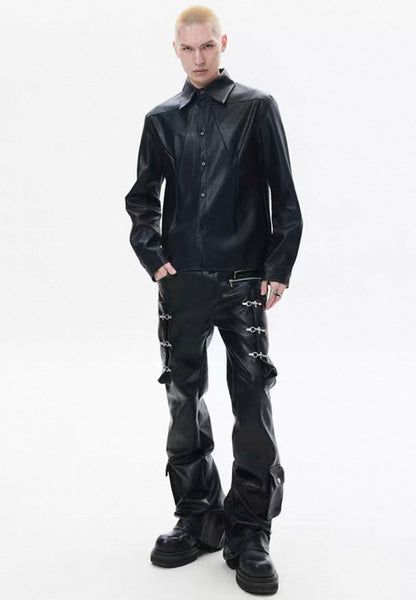 FRKM SCD PU Leather Gimmick Pants