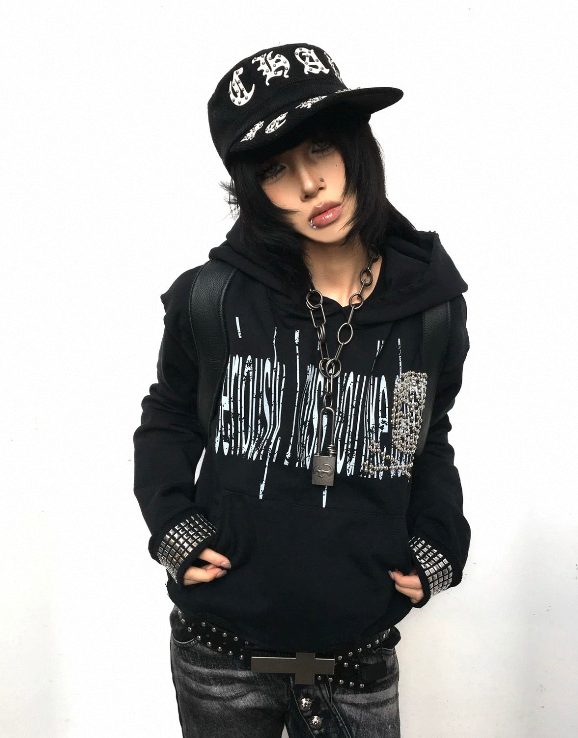 EZWIK Studs Cross Hoodie