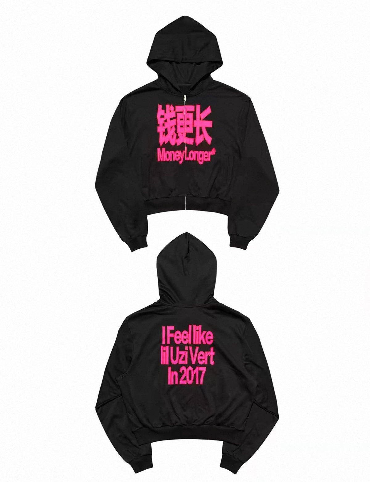 Feel Like Lil Uzi Vert Pink Graphic Cropped Hoodie