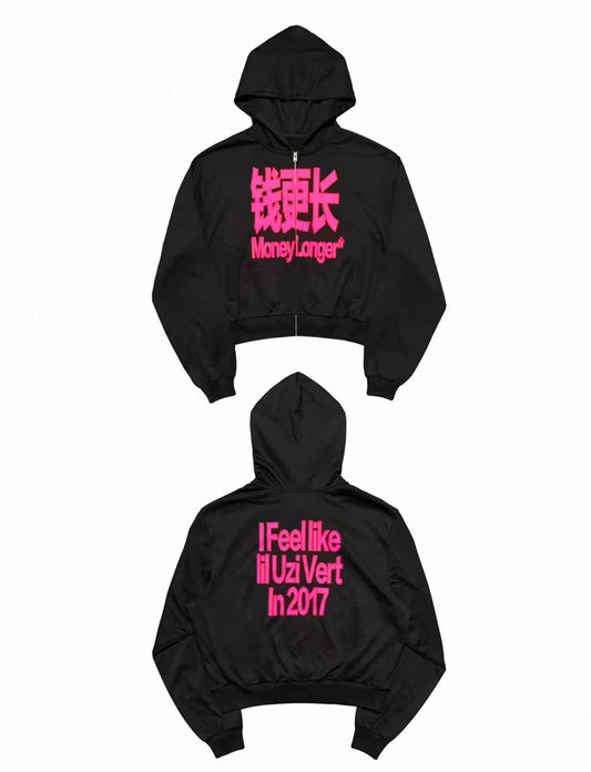 Feel Like Lil Uzi Vert Pink Graphic Cropped Hoodie