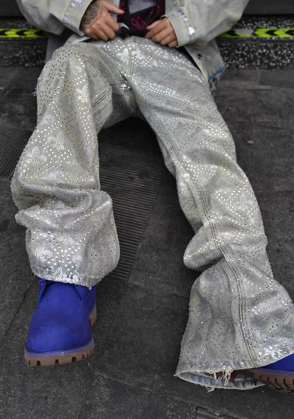 SICK IT RAIN Line Stone Blue Denim Jeans