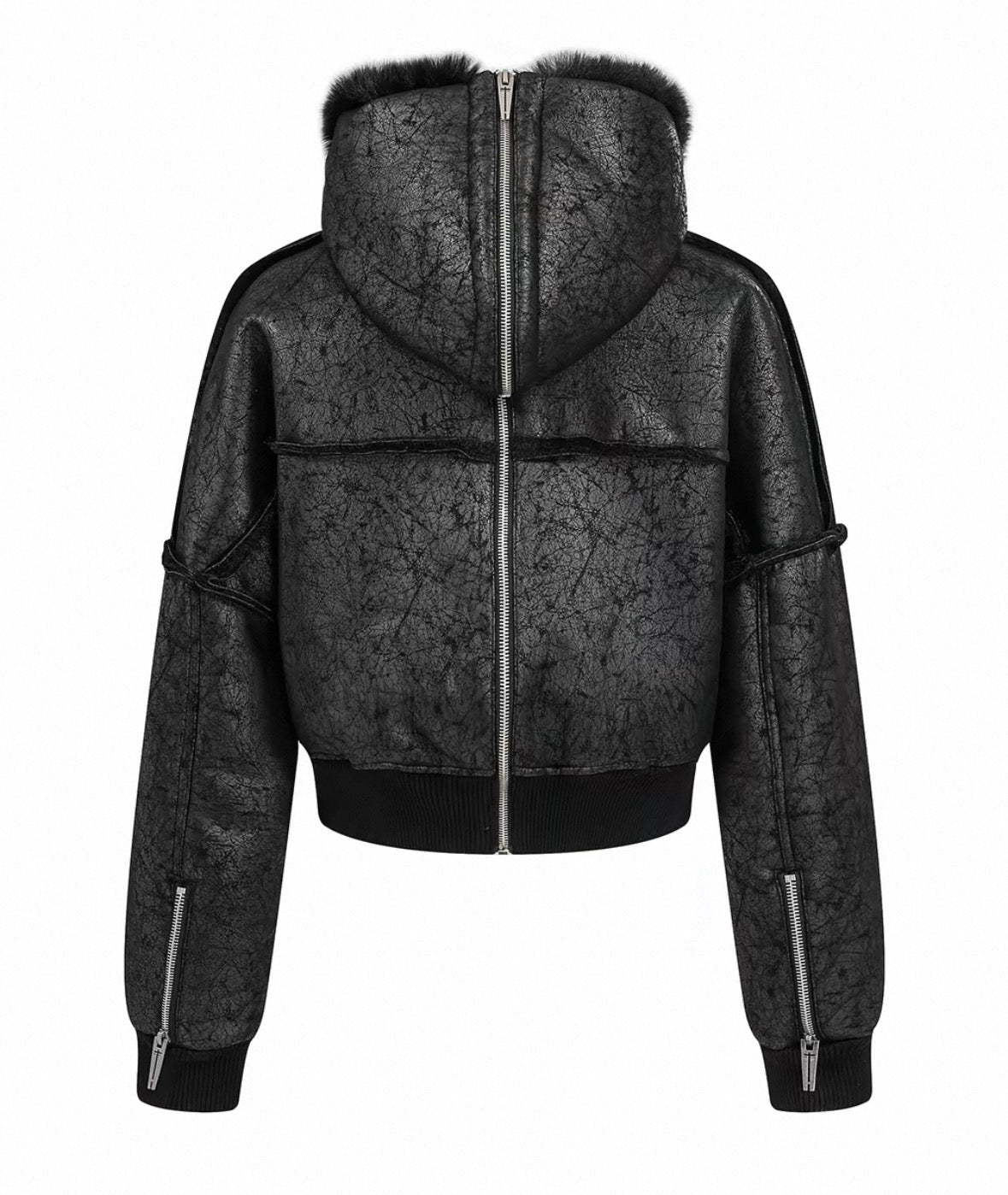 REBEL WAVE PU Leather Far Jacket