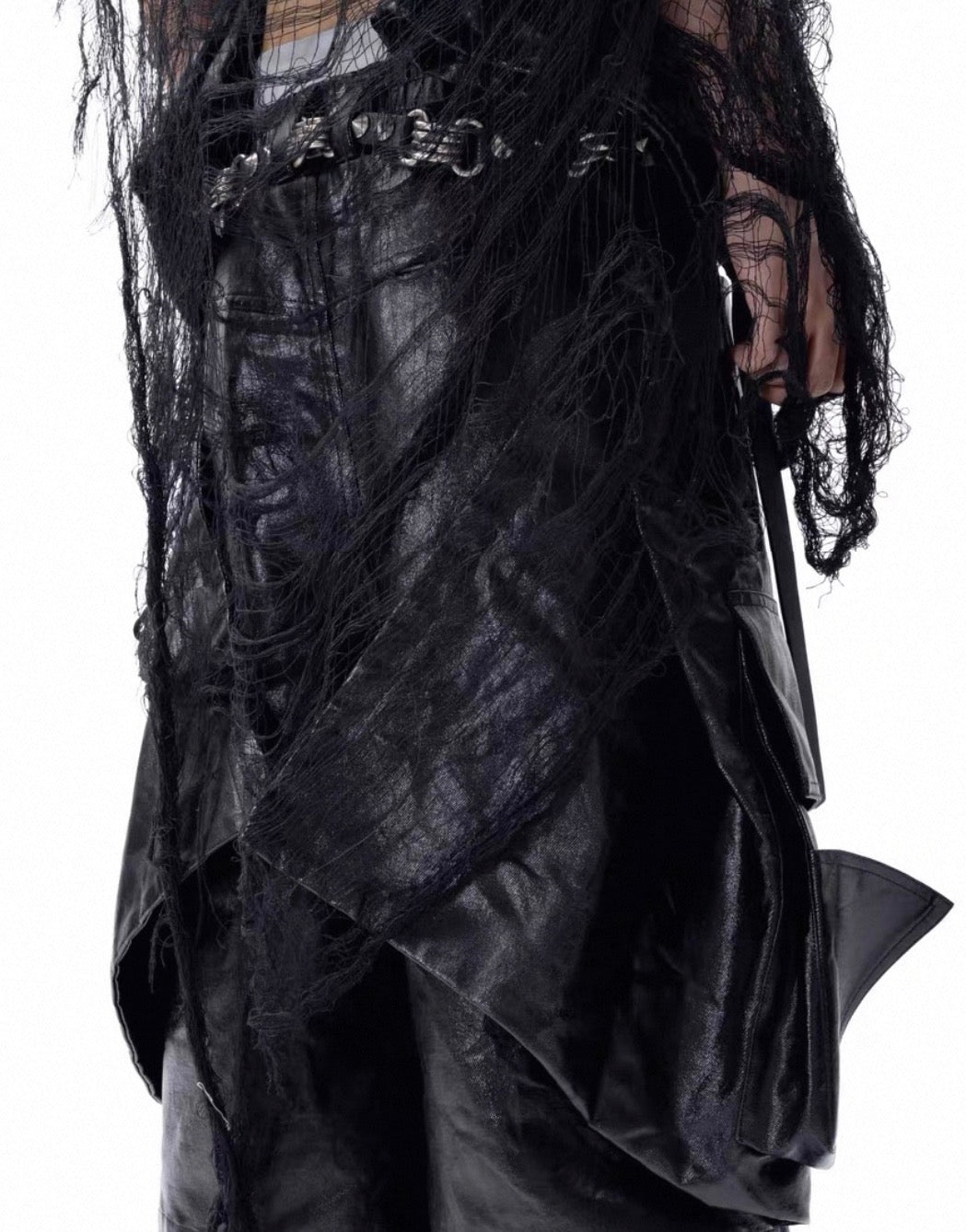 VANGUARDIA PU leather long half pants
