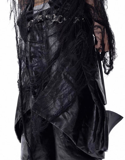 VANGUARDIA PU leather long half pants
