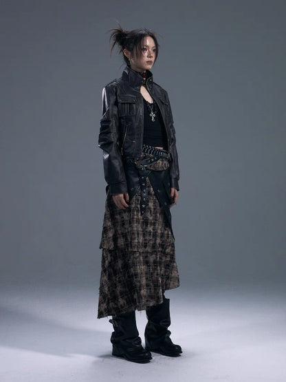 FRUSTRATION GARDEN Cropped PU leather Jacket