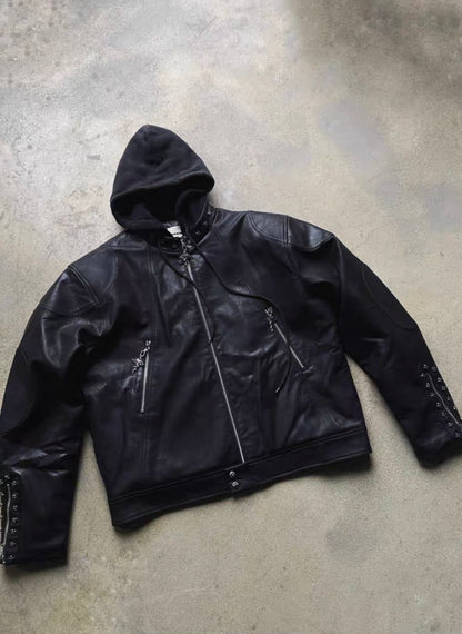 TH4SWE Hoodie PU Lether Jacket