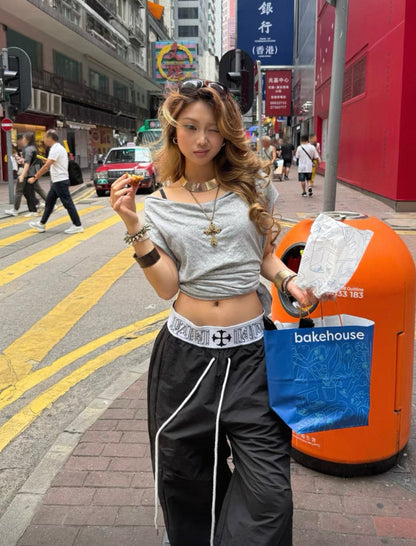 PAIKI Double Waist Draw Cord Pants