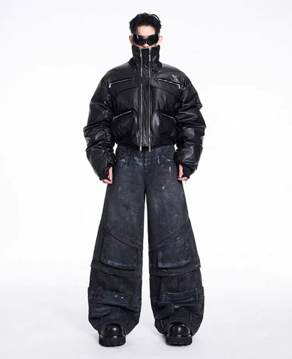 STARTEXCEEDEND PU Leather Bomber Jacket