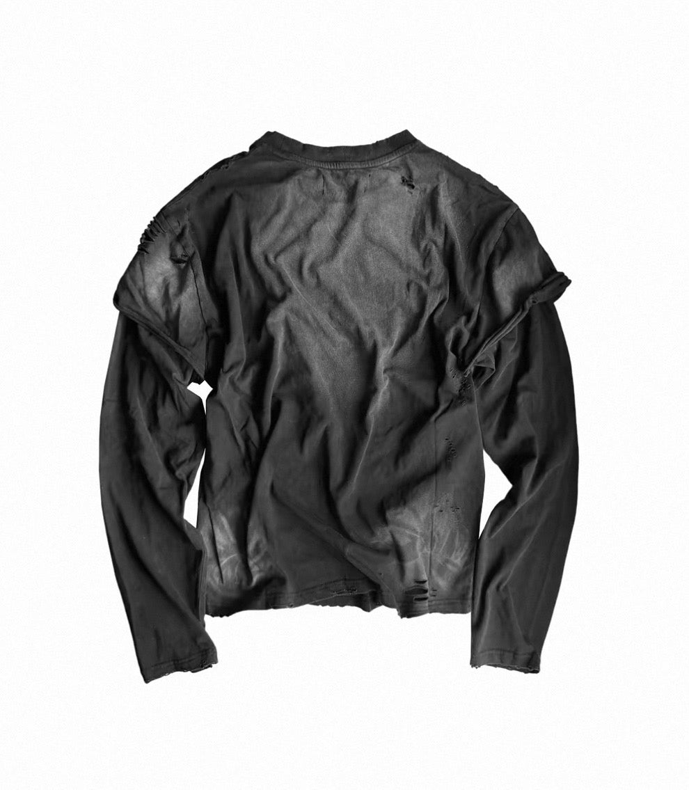 CINDER VEIN ソルトウォッシュ レイヤード 長袖Tシャツ SELFISH