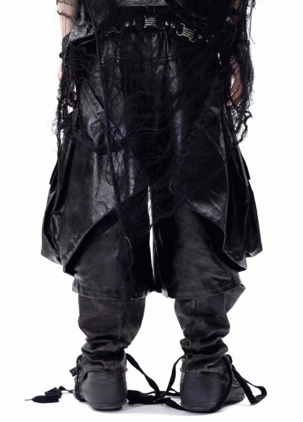 VANGUARDIA PU leather long half pants