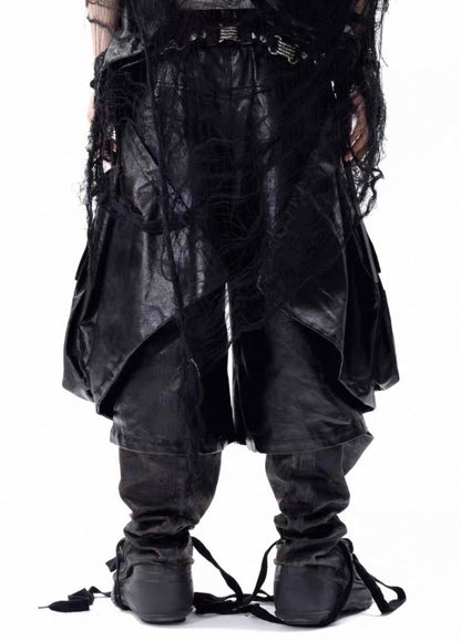 VANGUARDIA PU leather long half pants
