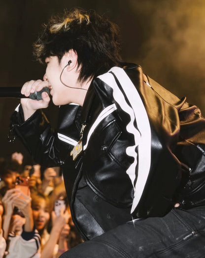 THEWET PU Lether Line Short Jacket