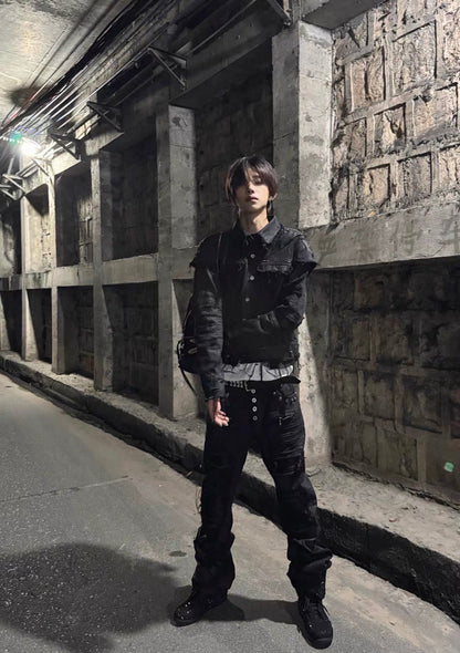 CINDER VEIN ワックス ダメージデニムジャケット SELFISH