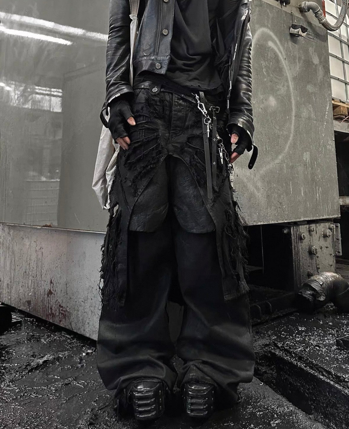 BLACK K Deathtroy Crush Denim Pants