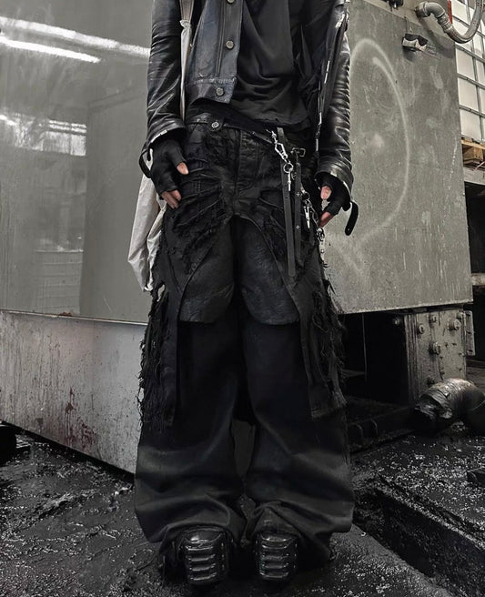 BLACK K Deathtroy Crush Denim Pants