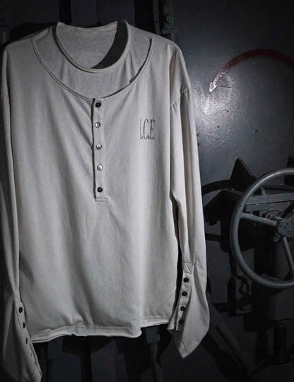 LOSECONTROLEDGE Layered Henley Long Sleeve Tee