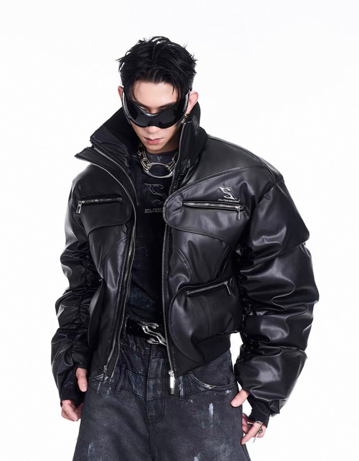 STARTEXCEEDEND PU Leather Bomber Jacket
