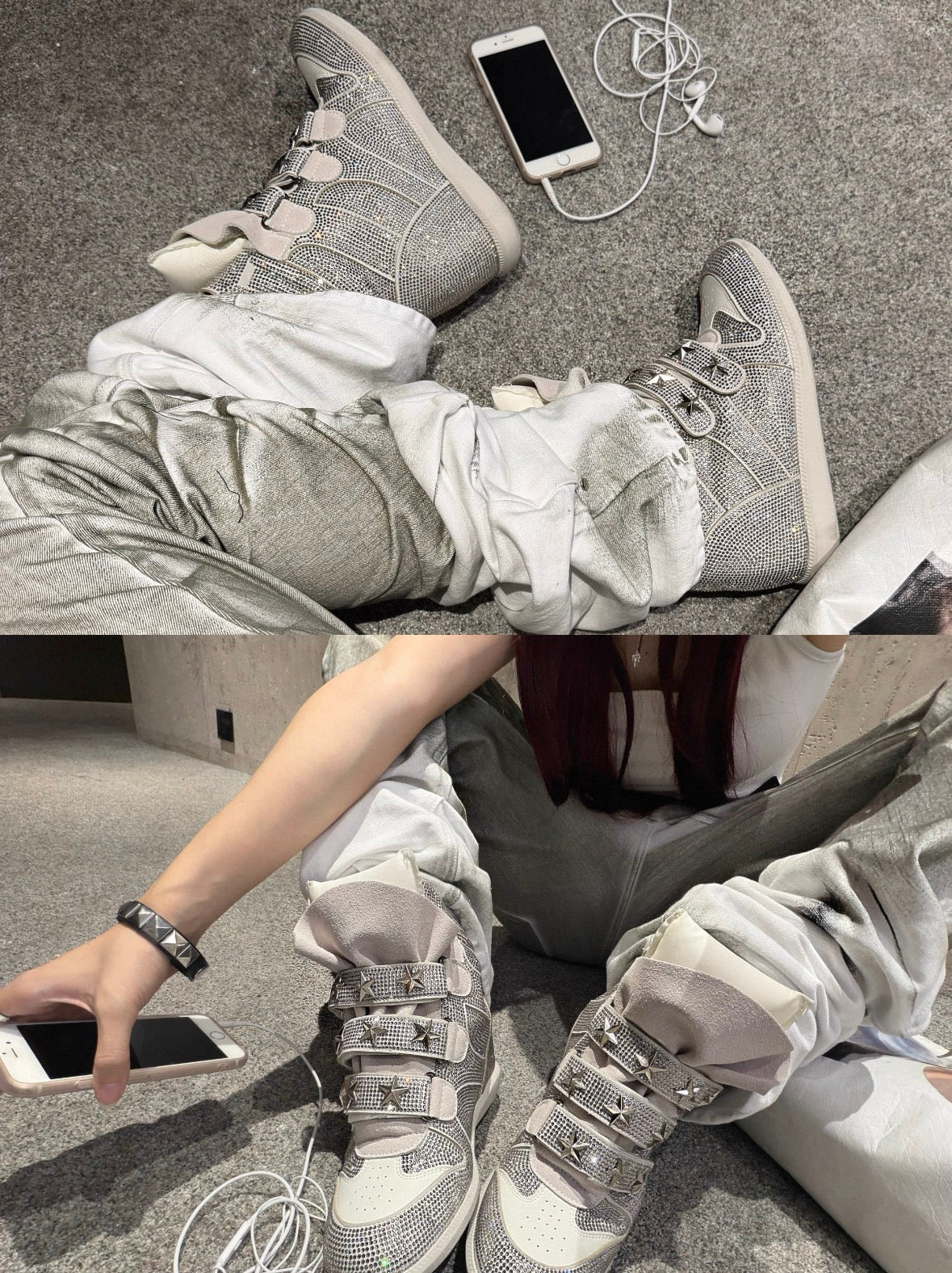 Rhinestone Platform Sneakers