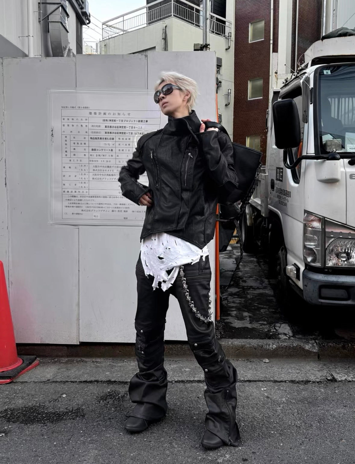 YOUWILLKNOW PU Lether Technical Flare Pants