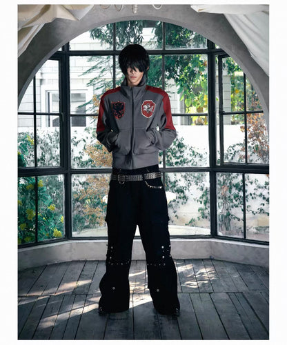 Star Knight Stand Collar Fleece Zip-Up Sweatshirt Jacket