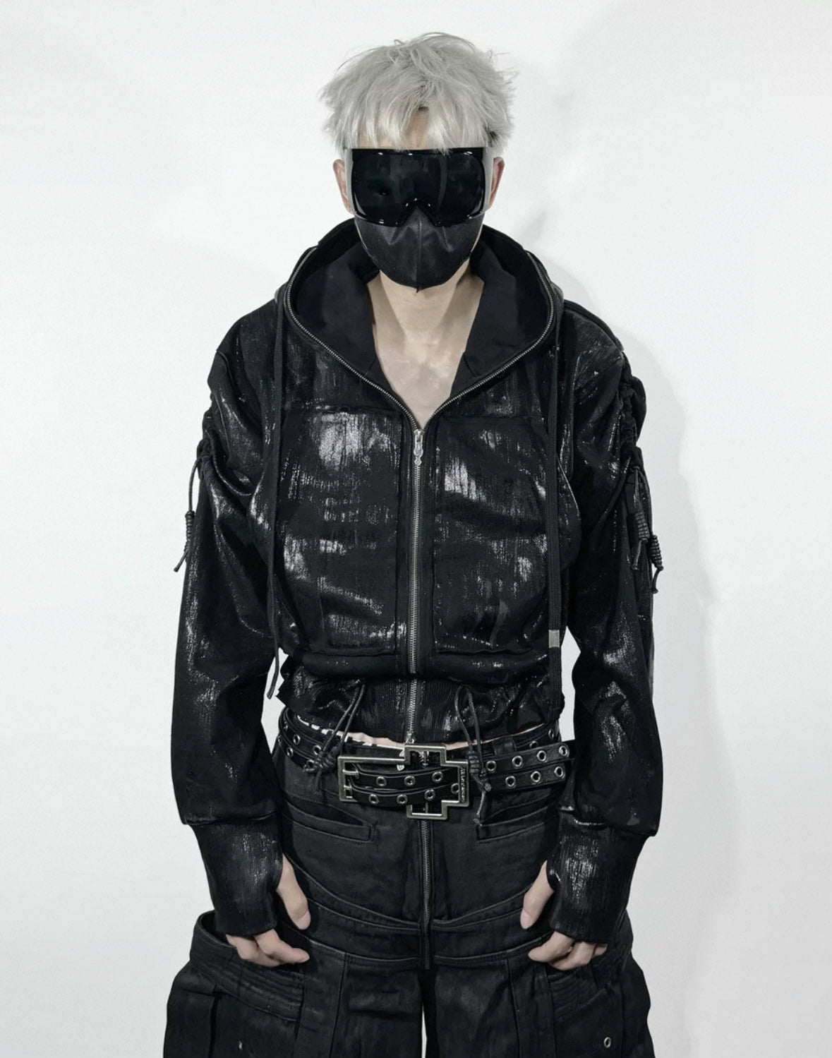 ATANOTHINGNESS Metallic Gloss Hoodie Jacket