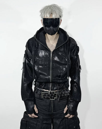 ATANOTHINGNESS Metallic Gloss Hoodie Jacket