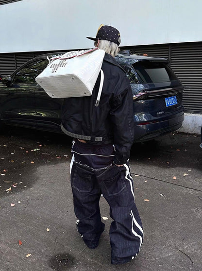 Double Waist Raw Denim Pants