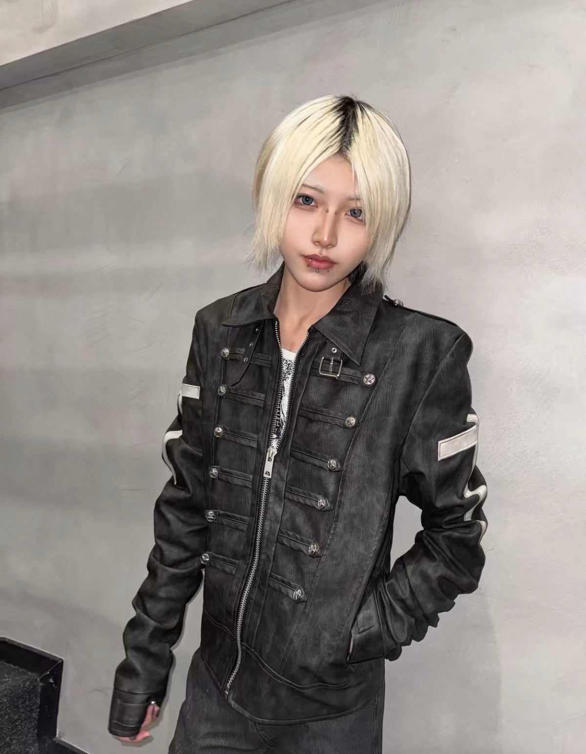DETW ゴシッククロスバックル スリムレザージャケット SELFISH