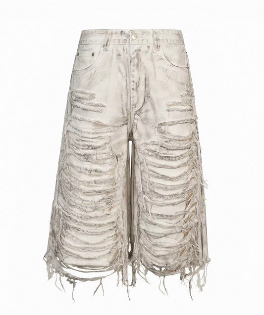REBEL WAVE White long damage pants