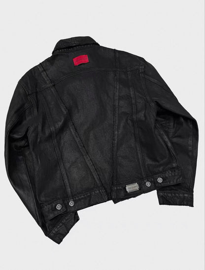 Vintage Washed Cotton Long Sleeve Cut-Out Jacket