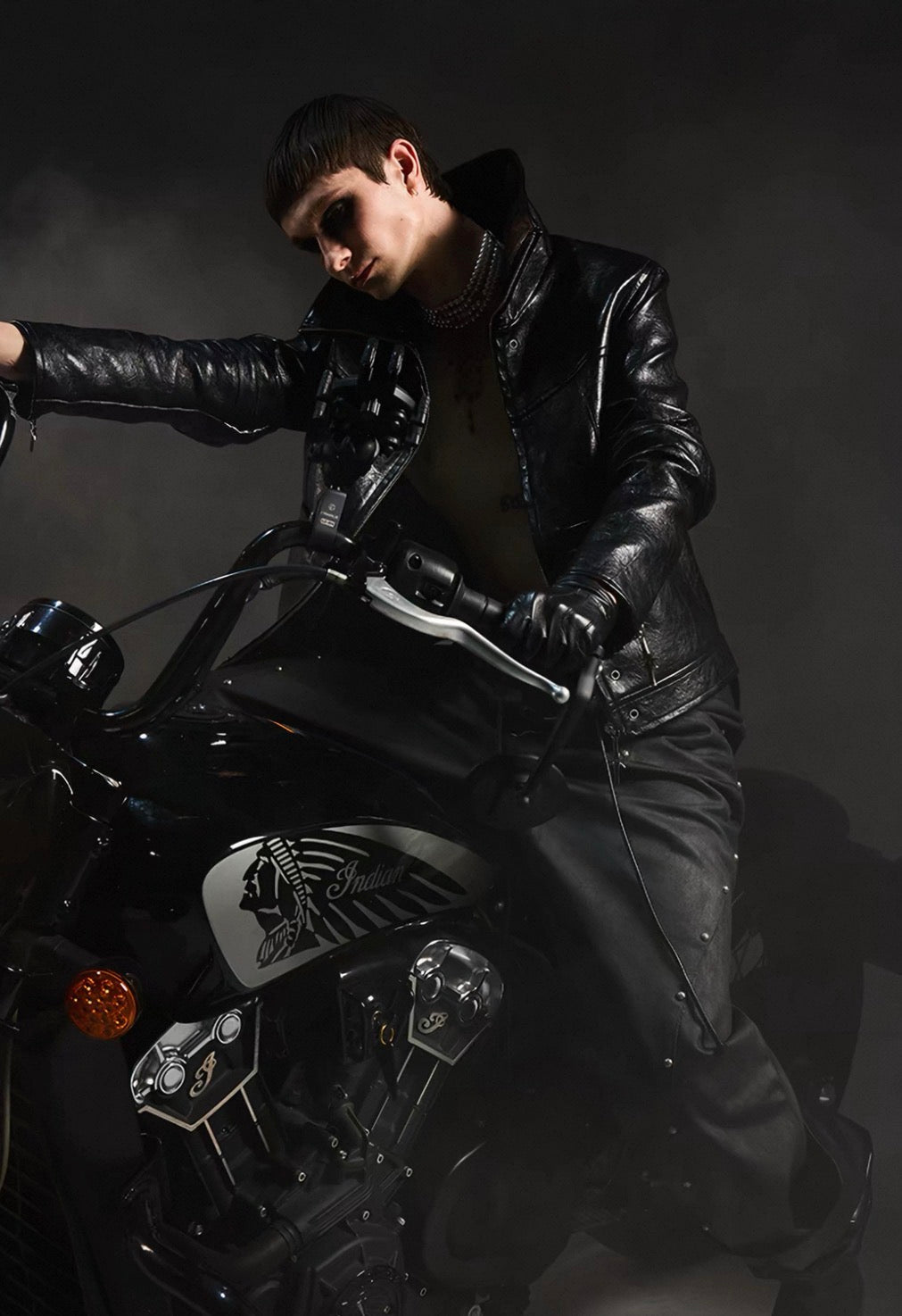 DARKRTPTS High Neck PU Lether Jacket