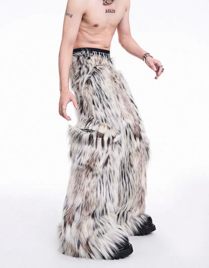 Leopard Faux Fur Jacket/Relaxed Pants Setup