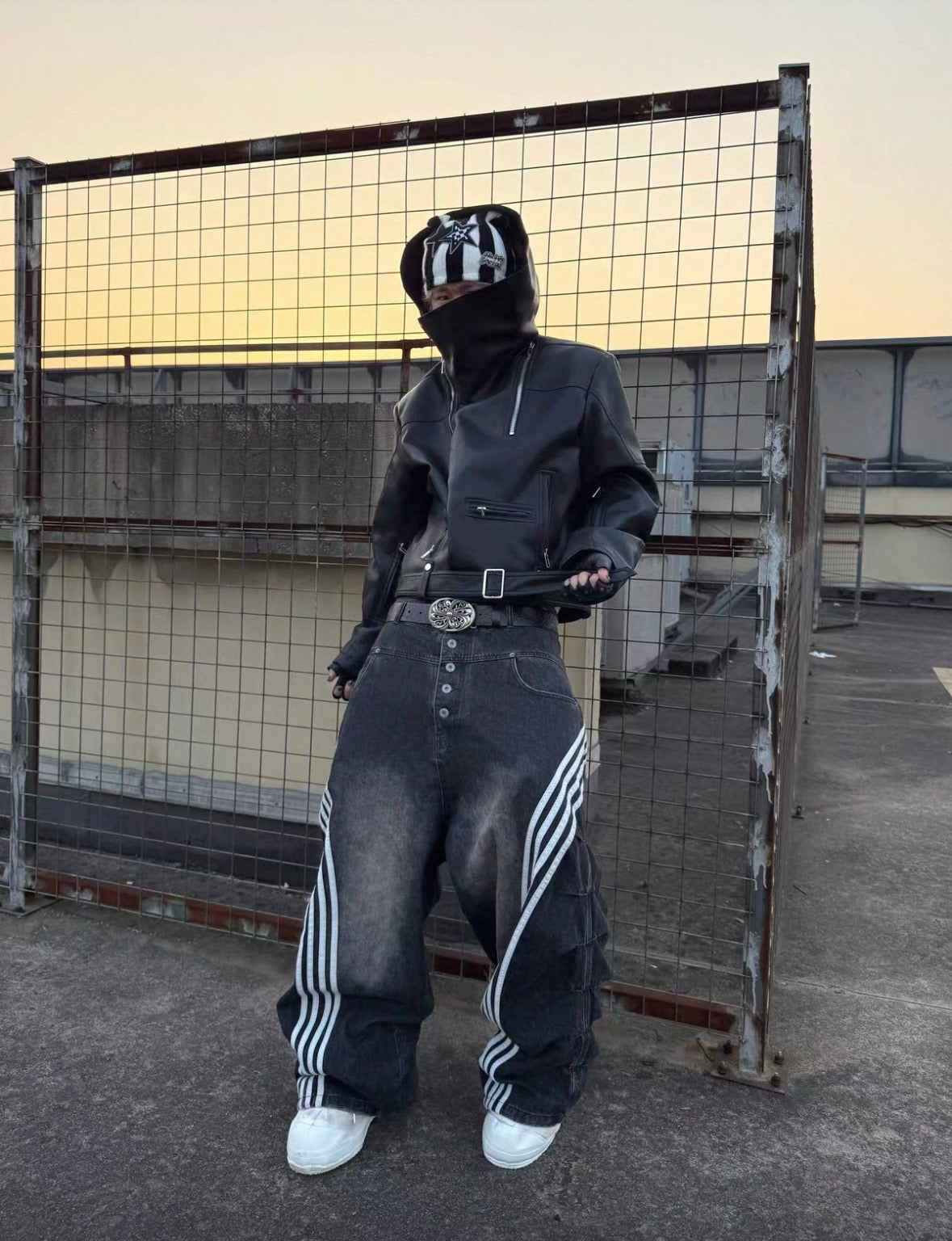 EODUP High Neck PU Leather Jacket